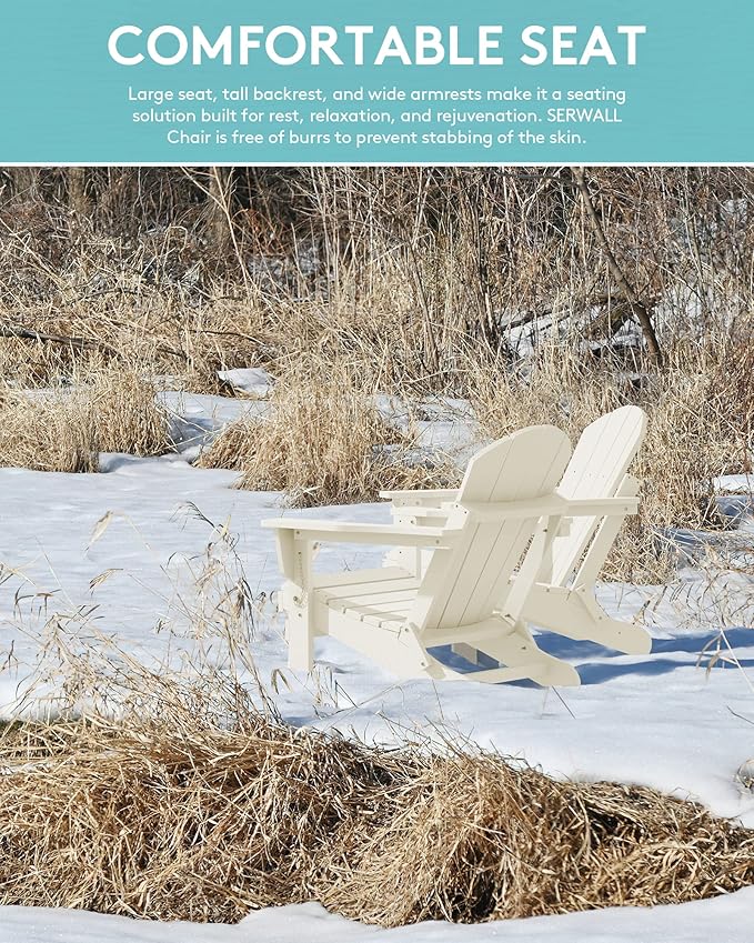 SERWALL Folding Adirondack Chair Set of 6 - Folding Adirondack Chairs with Cup Holder - Photo 3