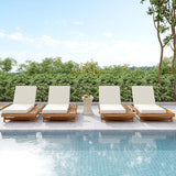 2-Piece Patio Lounge Chair Set with Side Space, Outdoor Chaise Lounge Adjustable & Breathable Acacia Wood Frame - Photo 7