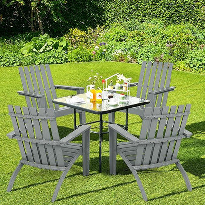 Giantex Adirondack Chair Set of 4 Acacia Wood Outdoor Chairs, 350 lbs Weight Capacity, Weather Resistant Campfire Chairs for Lawn Seating, Garden, Poolside, Balcony, Patio Lounger, Gray