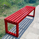Durable Weatherproof 5.9ft Red Metal Outdoor Bench - Backless Cast Iron Garden Furniture for Patio, Park - Photo 1