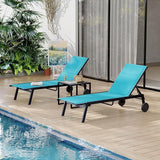 GarveeLife Outdoor Lounge Chairs with Wheels, Adjustable Backrest Poolside Loungers - Photo 8