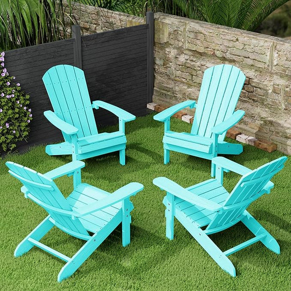 YEFU Adirondack Chairs Set of 4: Outdoor Chair HIPS Plastic Adirondack Chairs - Patio Chairs with Wood Texture - Lawn - Photo 1