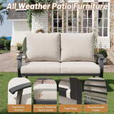 HOMREST Outdoor Loveseat Aluminum Patio Furniture Sofa, All-Weather Metal Outdoor Couch with Cushions, Beige - Photo 4