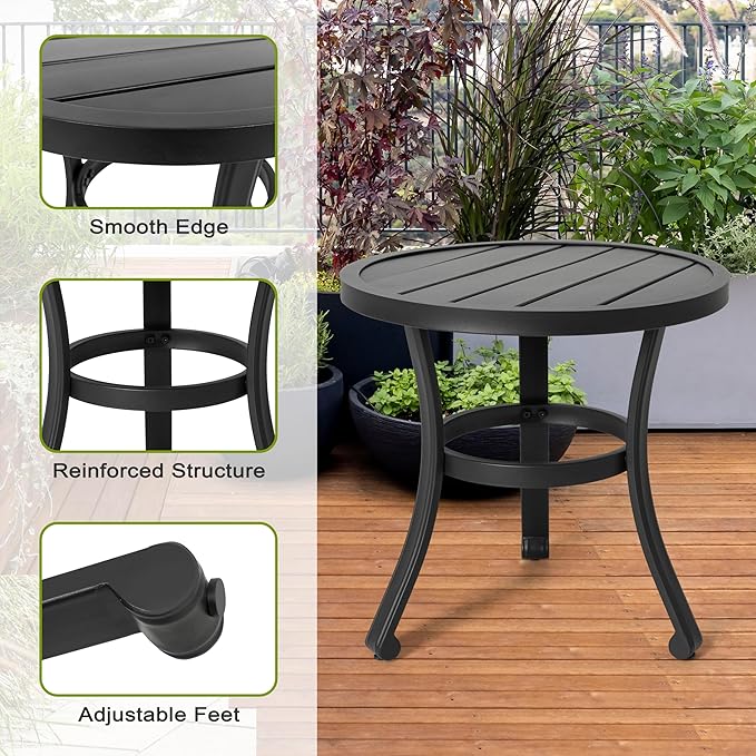 NUU GARDEN Metal Side Table, Weather Resistant 20" Patio Table, Outdoor Bistro Table, Outside End Table for Patio, Pool - Photo 5