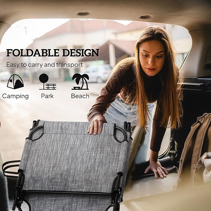 Outsunny Folding Chaise Lounge with 4-Level Reclining Back, Outdoor Tanning Chair with Cushion, Outdoor Lounge Chair with Breathable Mesh Fabric, Side Pocket, Headrest, Gray