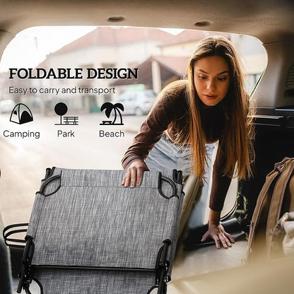 Outsunny Folding Chaise Lounge with 4-Level Reclining Back, Outdoor Tanning Chair with Cushion, Outdoor Lounge Chair with Breathable Mesh Fabric, Side Pocket, Headrest, Gray