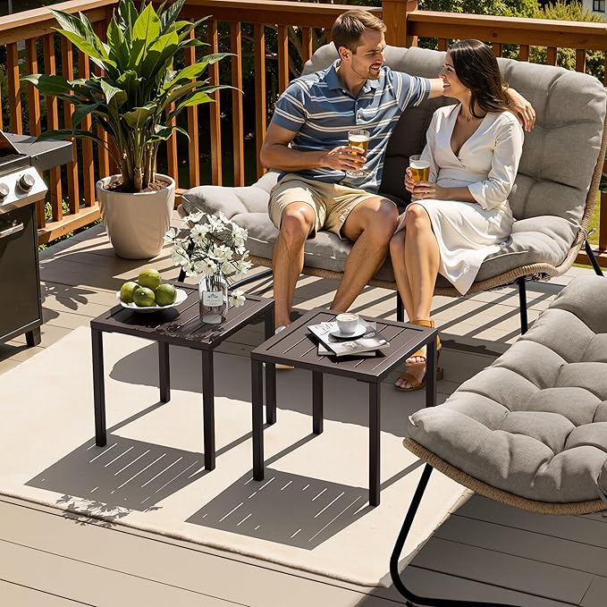 Crestlive Products Aluminum Outdoor Side Table Set of 2, Pool Lounge Chair Side Table - Photo 8
