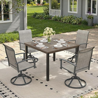 Outdoor Dining Table with Adjustable Umbrella Hole, 40.2" All-Weather Square Patio Dining Table for 4, Metal Patio Table for Garden Lawn Porch Deck Yard, Grey