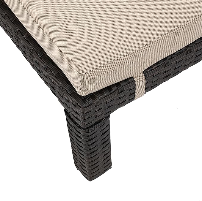 Christopher Knight Home Puerta Outdoor Wicker Chaise Lounges with Water Resistant Cushion, 2-Pcs Set, Dark Brown / Beige