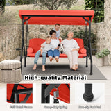 HOMREST 3 Seat Outdoor Porch Swing with Adjustable Canopy, Convertible Patio Swing Bed with Stand - Photo 4