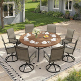 Outdoor Dining Table for 8, 60" Round Outdoor Table with Adjustable Umbrella Hole - Photo 4