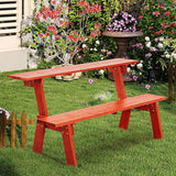 AVAWING Outdoor Convertible Bench, 2-in-1 Transforming Picnic Table Bench, Wooden Garden Bench for Backyard, Porch - Photo 1