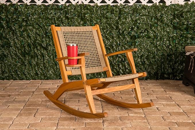 Balkene Home Outdoor Rocking Chair with Beverage Holder - Photo 2
