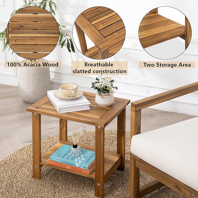 Double Adirondack Side Table, Weather-Resistant Rectangular End Table for Patio, Garden, Lawn - Photo 4