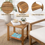 Double Adirondack Side Table, Weather-Resistant Rectangular End Table for Patio, Garden, Lawn - Photo 4