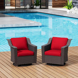 Patio 2 Pieces Wicker Swivel Chairs Set of 2，Outdoor PE Rattan Rocking Glider Armchairs - Photo 5