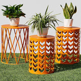 Y&M Set of 3 Metal Round Table, Coffee Table End Table for Indoor Outdoor Multifunctional Use - Photo 1