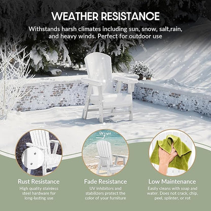 WestinTrends Dylan Outdoor Patio Shell-Back Adirondack Dining Chair Weather Resistant White