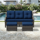 Joyside Outdoor Patio Couch Set, Outdoor Wicker Sofa with High Back, Deep Seating, Wide Armrest, Thickened Cushions - Photo 7