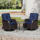 Joyside Outdoor Swivel Rocker Chairs, 3 Piece Wicker Patio Set with Thickened Cushions, High Back, Deep Seating - Photo 8