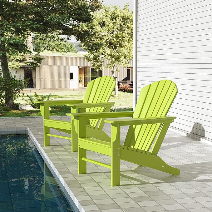 WestinTrends Dylan Outdoor Adirondack Chair (Set of 2), Lime