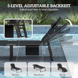 Outsunny Chaise Lounge Chair Outdoor, 5-Position Reclining Pool Lounge Chair with Cushion, Side Pocket, Headrest - Photo 4