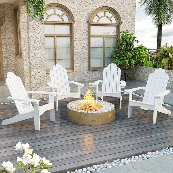 LUE BONA HDPS Adirondack Chairs Set of 6, Fire Pit Outdoor Chair Weather Resistant with Cup Holder - Photo 1