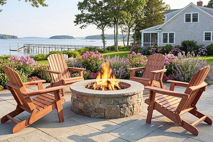 Oversized Wooden Folding Adirondack Chair with Pre-Assembled Backrest and Seat Board, Lounge Chair for Outdoor Patio Garden Lawn Backyard Firepit Deck Pool Beach