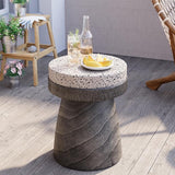 HOMPUS Outdoor Side Table with Imitation Terrazzo Desktop - Lightweight Mushroom Shape End Table, MgO Patio Accent - Photo 1