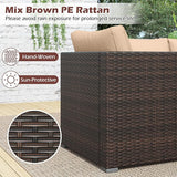 Tangkula 3 Seat Outdoor Wicker Sofa Set, Modular PE Rattan Patio Cushioned Sectional Couch Set - Photo 9