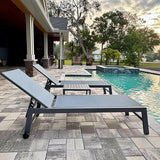 PURPLE LEAF Patio Chaise Lounge Set for 2 Outdoor Chaise Lounger Chair with Aluminum Frame and Easy-to-Move Wheels Pool - Photo 2
