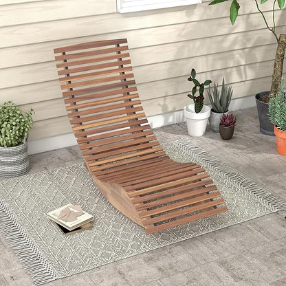 Tangkula Outdoor Acacia Wood Rocking Chair Set of 2, Porch Rocker with Widened Slatted Seat and High Back, Wooden Rocking Patio Chair, Outdoor Rocking Sun Lounger for Backyard, Garden