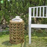 Nesting Side Table Set of 3 Decorative Round Garden Stools for Indoor Outdoor Heavy Duty Metal Frame Side Table - Photo 6