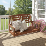 Furinno TIOMAN Porch Swing, 2-Seater Outdoor Hanging Wooden Swing with Chain in Teak Oil, for Patio, Garden, Porch - Photo 2