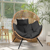 JAMFLY Wicker Egg Chair - Rattan Patio Chair with Cushion, Indoor-Outdoor Lounge Egg Basket Seat for Living Room - Photo 1