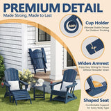 Adirondack Chair with Ottomans Set of 5, HDPE All-Weather Outdoor Footrest - Photo 6