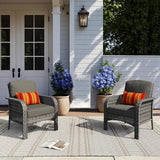 HOOOWOOO Patio Furniture Set,2 Pieces Outdoor Wicker Chairs Set,All Weather Bistro Chairs with Comfy High Back,Black - Photo 1