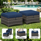 7 Piece Outdoor Wicker Patio Furniture Set, Outdoor Swivel Rocker Patio Chairs Set with Thickened Olefin Cushions - Photo 8