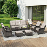 9 Piece Outdoor Wicker Patio Furniture Set, Patio Chairs Set with Thickened Olefin Cushions, High Back and Deep Seating - Photo 1