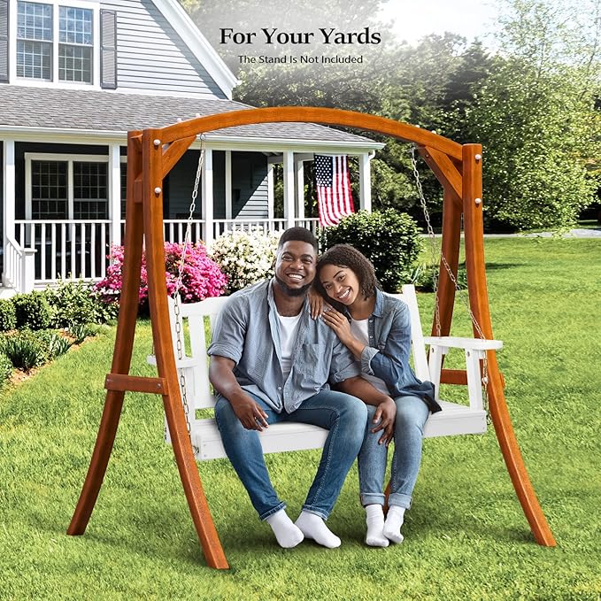 VINGLI Upgraded Heavy Duty 880 LBS 4 FT Patio Wooden Porch Swing Solid Fir Wood, Outdoor Handing Swing Bench for Garden - Photo 7