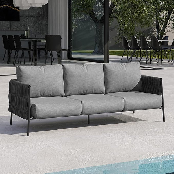 East Oak Life Chatter Outdoor Patio Furniture | Outdoor Sofa 3 Seats with Waterproof Thick Cushions - Photo 1