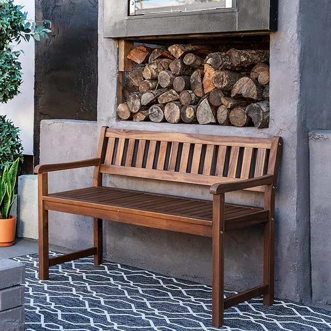Linon Acorn Chandler Finished Acacia Wood Outdoor Bench