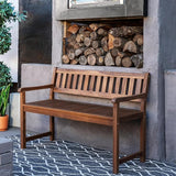 Linon Acorn Chandler Finished Acacia Wood Outdoor Bench - Photo 2