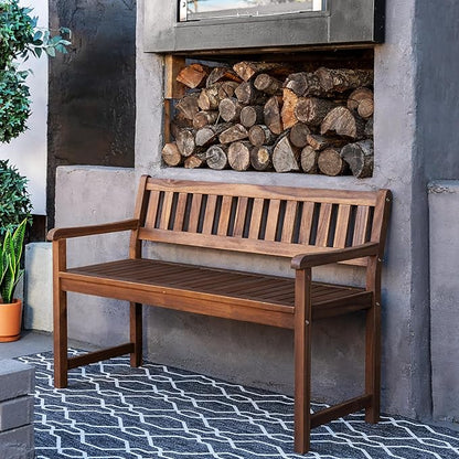 Linon Acorn Chandler Finished Acacia Wood Outdoor Bench