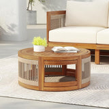 Christopher Knight Home Puekest Acacia Wood Coffee Table with Woven Rope Accents - Photo 3