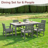 Stoog All-Weather Patio Dining Sets, 7 Pieces Patio Dining Table with Umbrella Hole - Photo 8