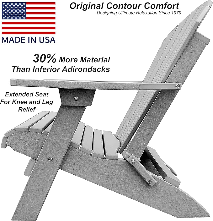 DuraWeather Poly® Classic King Size Folding Adirondack Chair (Cottage Grey)