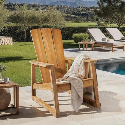 Safavieh Couture Patio San Juan Natural Brazilian Teak Wood Outdoor Adirondack Chair