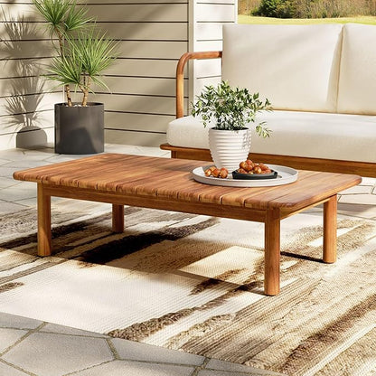 Christopher Knight Home Canape Acacia Wood Outdoor Coffee Table, Modern Coffee Table for Patio Furniture Set, Weather-Resistant Wood Coffee Table with Slat Panel Design, Teak