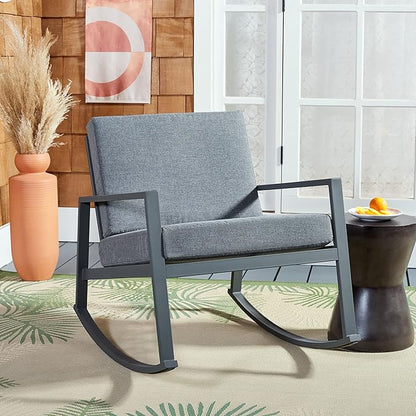 SAFAVIEH Outdoor Collection Cantor Grey/Grey Cushion Rocking Chair